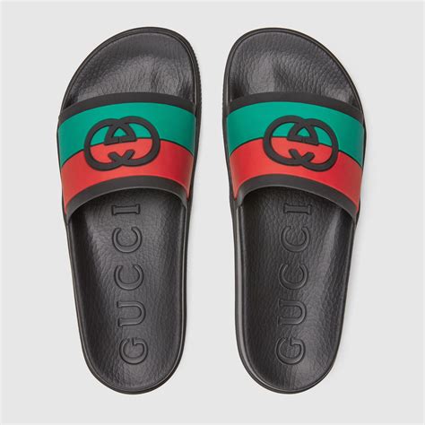 gucci rubber slides red green|gucci flip flops clearance.